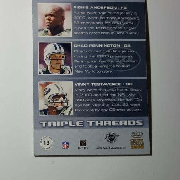 2002 Crown Royale Triple Threads NFL Trading Card - Picture 2 of 3